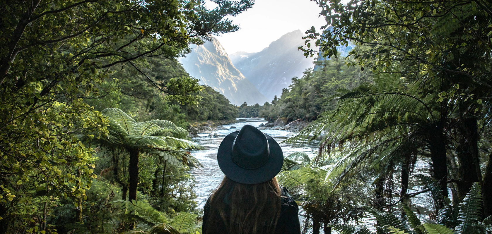 Looking through the trees out to Lake Ada, Milford Track Day Walk, Fiordland Outdoors Co.webp